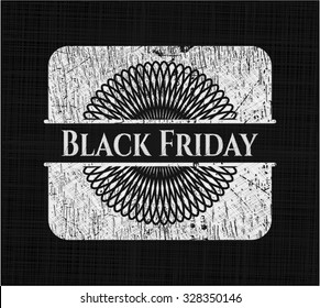 Black Friday chalk emblem written on a blackboard
