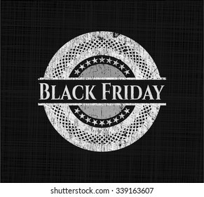 Black Friday chalk emblem written on a blackboard