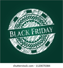Black Friday chalkboard emblem on black board