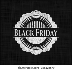 Black Friday chalkboard emblem written on a blackboard