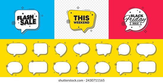 Black friday chat speech bubble. This weekend tag. Special offer sign. Sale promotion symbol. This weekend chat message. Flash sale speech bubble banner. Offer text balloon. Vector