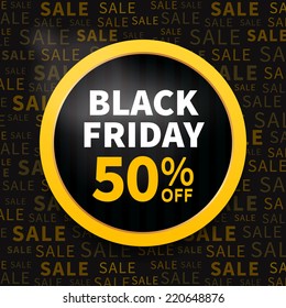 Black friday circle label on typography background