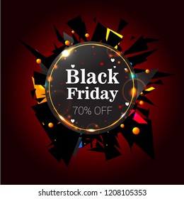 black Friday, circle, neon lights, vector banner