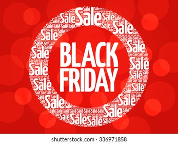 Black Friday circle stamp word cloud, business concept