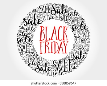 Black Friday circle word cloud, business concept background