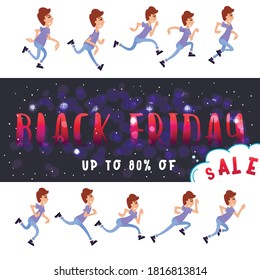 Black friday. Clearance sale - people run to shop
