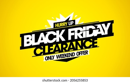 Black friday clearance, weekend offer - vector sale web banner mockup