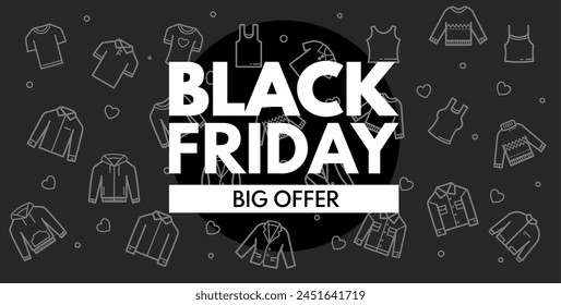 Black Friday, Clothes sale, fashion sale, WEAR - banner vector illustration	