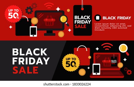Black friday collection banner use for website. Vector illustration
