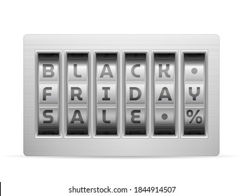 Black friday combination lock on a white  background.