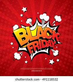 Black friday comic style banner, sale concept
