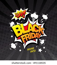 Black friday comic style banner, sale concept