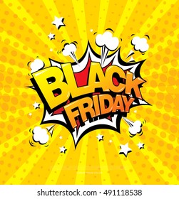 Black friday comic style banner, sale concept