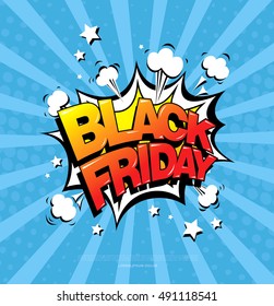 Black friday comic style banner, sale concept