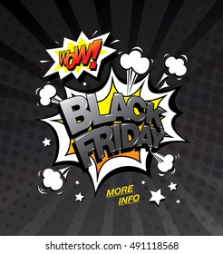 Black friday comic style banner, sale concept