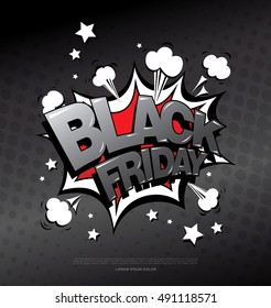 Black friday comic style banner, sale concept