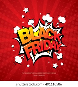 Black friday comic style banner, sale concept