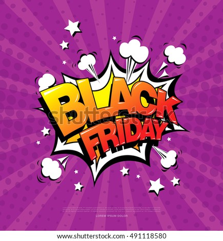 Black friday comic style banner, sale concept