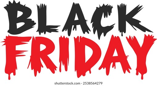 Black Friday Comic Style Scratch Font Texto em preto e vermelho no plano de fundo transparente PNG