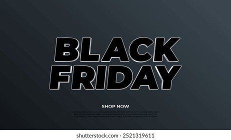 Black Friday commercial banner. Black Friday Sale event promotion background. Black and silver colors. Vector illustration.