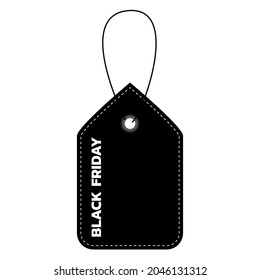 Black Friday Concept. Black banner Tag with Rope on White Background.copy space for text.Vector illustration.