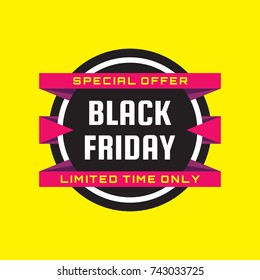 Black friday - concept banner template vector illustration. Special offer. Limited time only. Concept sale creative layout.  Graphic design element. 