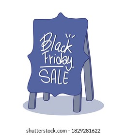 Black Friday concept design of vector. Lettering on black board. Doodle illustration style.