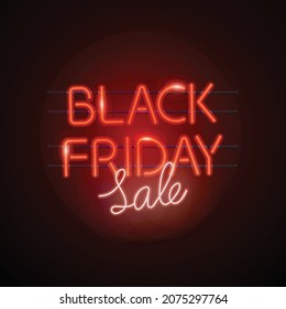 black friday concept with neon sign vector design illustration