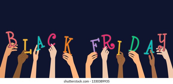 Black friday concept on dark background. Vector illustration.