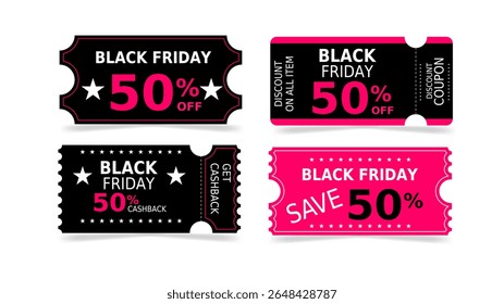 Black friday coupon set promotion design template for sale special price.
