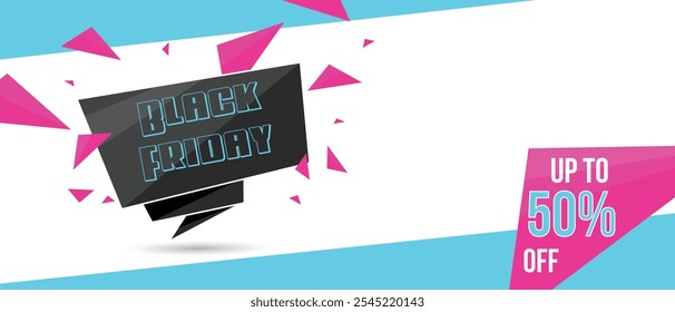 Black Friday Creative Modern Banner Design. Black Friday Text Banner and Up to 50% Off Big Sale Design. Big Sale Advertising Signboard. Can be used for web or in print for any design. Add your Design.