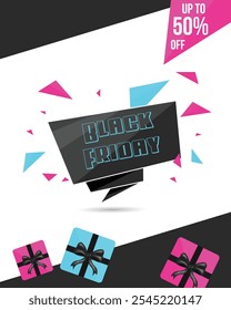 Black Friday Creative Modern Banner Design.Social Media Black Friday Text Banner and Up to 50% Off Big Sale Design. Big Sale Advertising Signboard. Can be used for web or in print for any design.