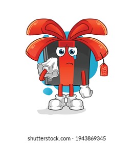 el viernes negro llora con un personaje de tejido. vector de mascota de dibujos animados