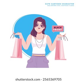 black friday cute cartoon character