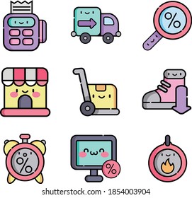 black friday cute icon set