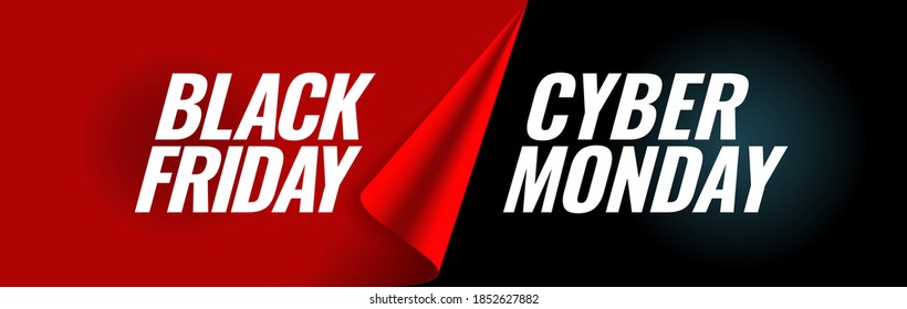 Black friday and cyber monday promotion banner. Poster template. Vector illustration