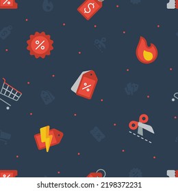 Black friday and cyber monday repeatable pattern on dark blue background