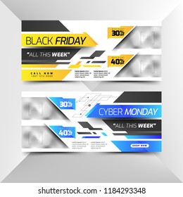 Black Friday and Cyber Monday Sale banner templates