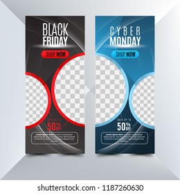 Black Friday and Cyber Monday Sale banner templates