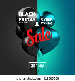 Black Friday and Cyber Monday Sale concept background. Vector Illustration EPS10.