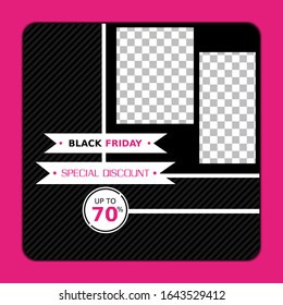 Black Friday and Cyber Monday Social Media template. Can use for advertisement, social media post, web design, gift card, coupon, flyer, poster, and promotion.