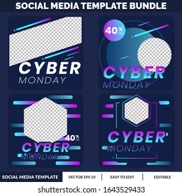 Black Friday and Cyber Monday Social Media template. Can use for advertisement, social media post, web design, gift card, coupon, flyer, poster, and promotion.