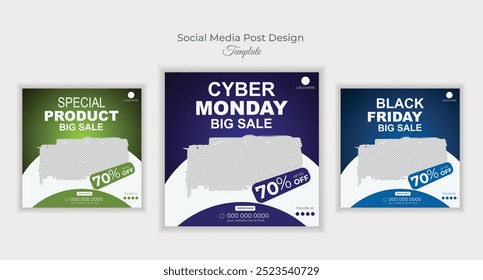 Black Friday , Cyber Monday, Special Graphics Card Product Sale Social Media Post Design Template
