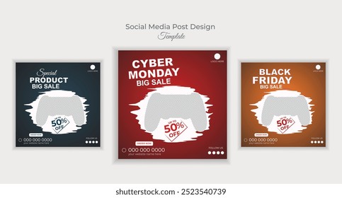 Black Friday , Cyber Monday, Special New Game Product Sale Social Media Post Design Template