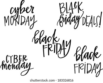 Black Friday And Cyber Monday Vector Set