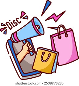 schwarzer Freitag und Cyber Montag Vektor Illustration Icon. Flacher Cartoon-Stil