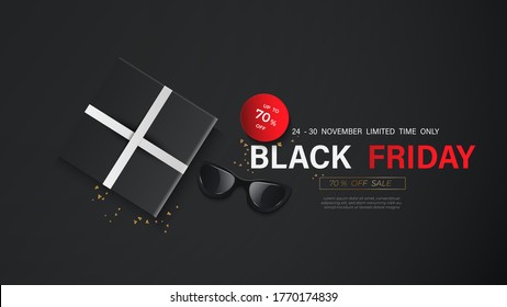 Black Friday  in dark background  use for promote shopping day sale poster