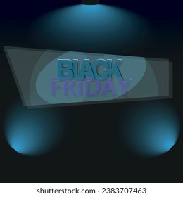 Black Friday Dark Blue background with lights. Vector Illustration