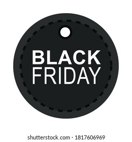 black friday, dark round tag shop announce icon flat style vector illustration