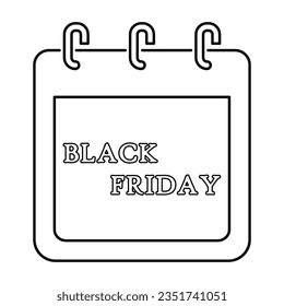 Black Friday Date Icon In Outline Style